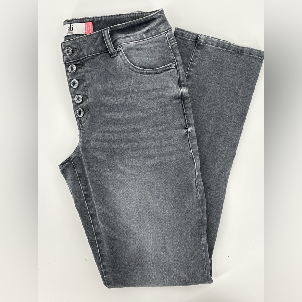 CABI Jeans Buttonfly Straight-Leg Gray Women’s 8